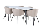 Venture Home Jimmy spisebord - Black / White HPL+Berit stol - Black / Beige Fabric (Polyester linen )_6