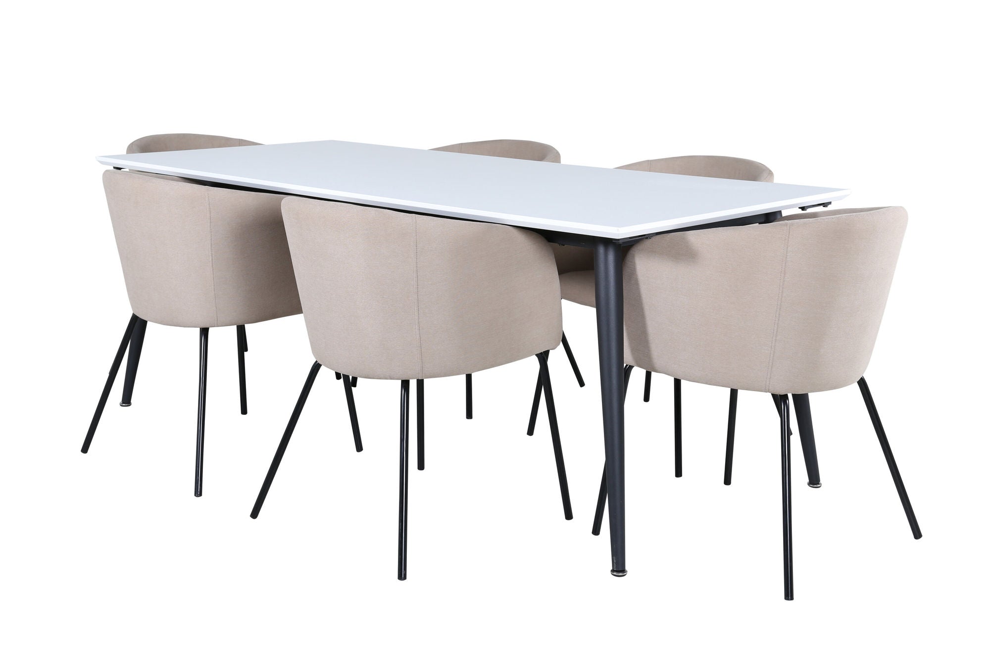Venture Home Jimmy spisebord - Black / White HPL+Berit stol - Black / Beige Fabric (Polyester linen )_6