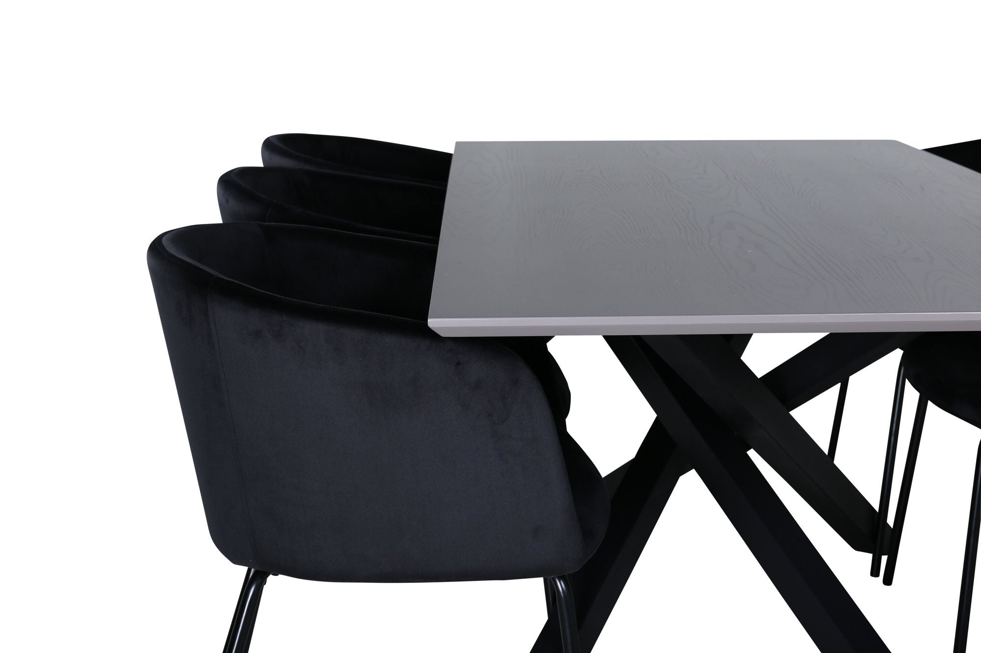 Venture Home Piazza spisebord , Black Grey Veneer+Berit stol , Black Black Velvet_6
