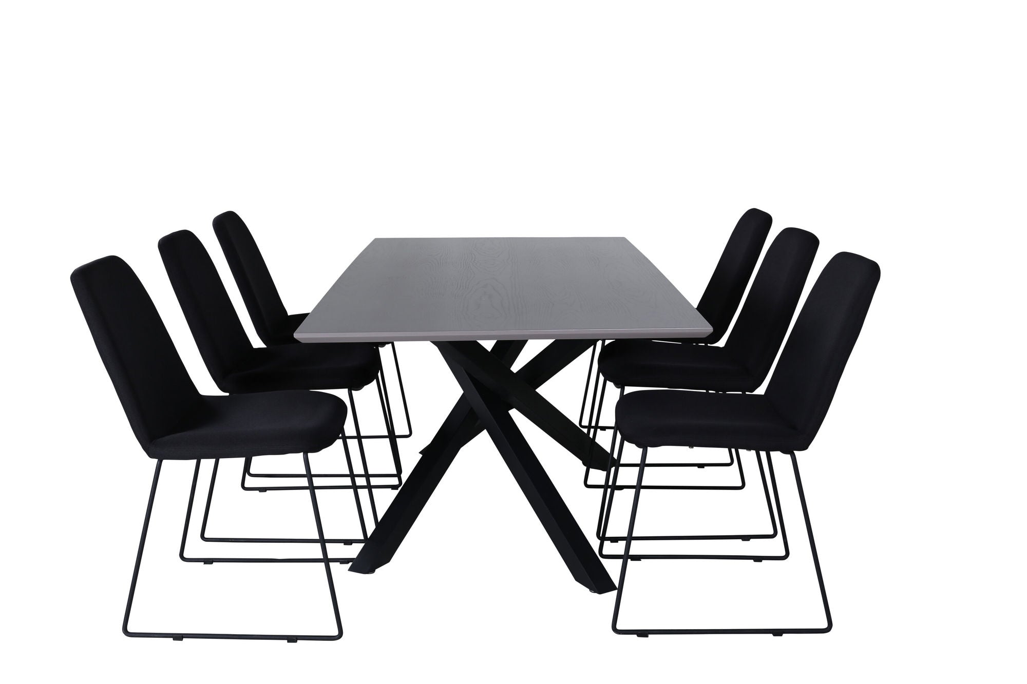 Venture Home Piazza spisebord , Black Grey Veneer+Muce Spisebordsstol , Black Legs , Black Fabric_6