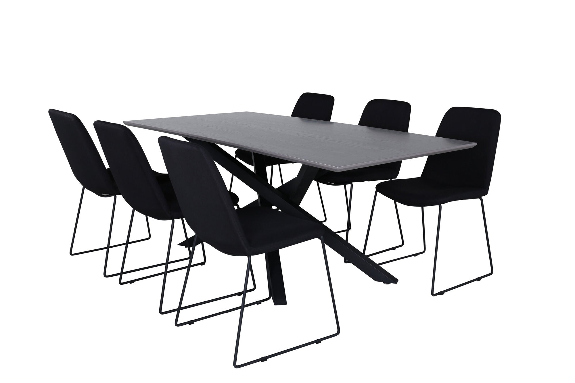 Venture Home Piazza spisebord , Black Grey Veneer+Muce Spisebordsstol , Black Legs , Black Fabric_6