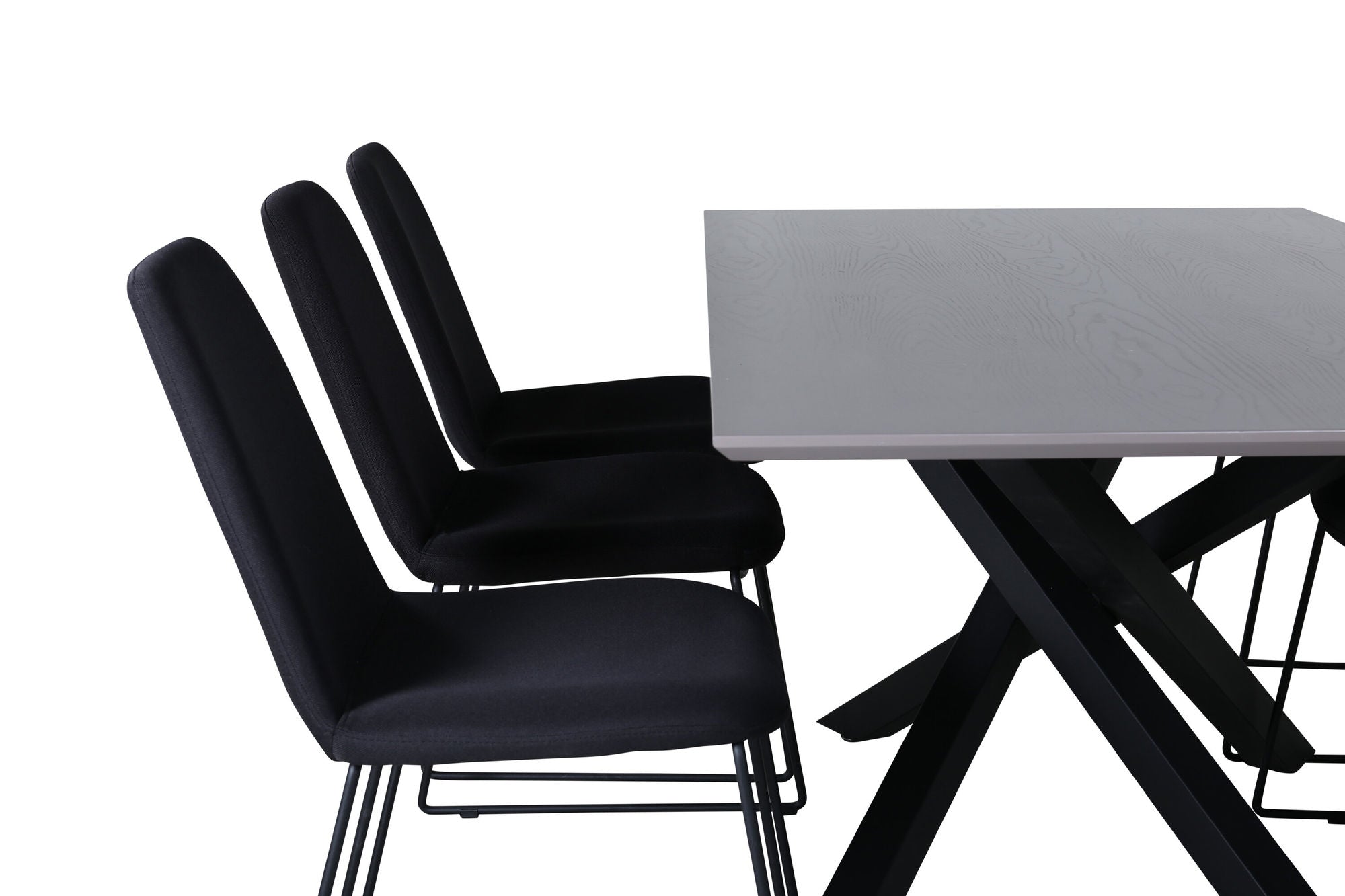 Venture Home Piazza spisebord , Black Grey Veneer+Muce Spisebordsstol , Black Legs , Black Fabric_6