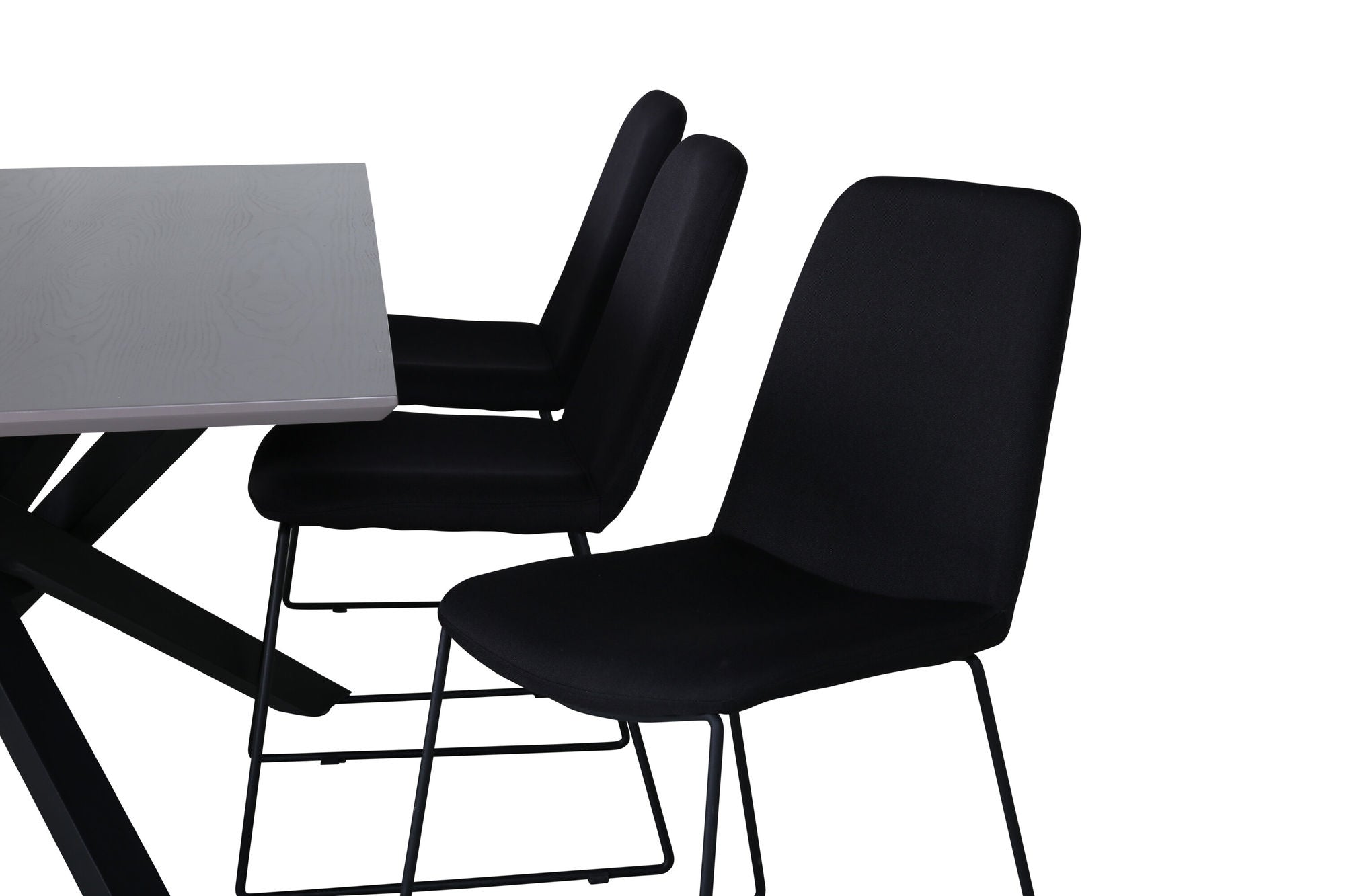 Venture Home Piazza spisebord , Black Grey Veneer+Muce Spisebordsstol , Black Legs , Black Fabric_6