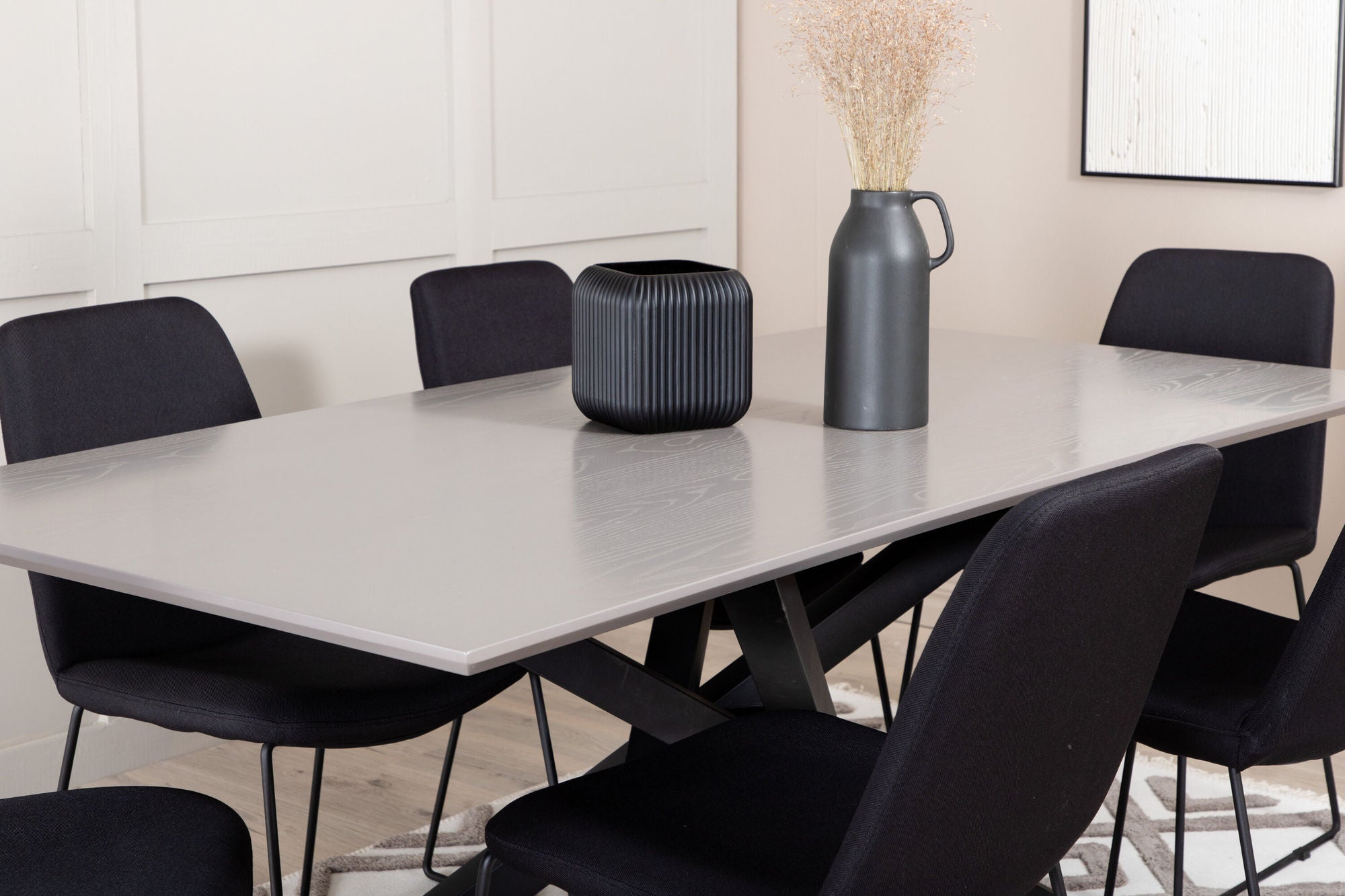 Venture Home Piazza spisebord , Black Grey Veneer+Muce Spisebordsstol , Black Legs , Black Fabric_6