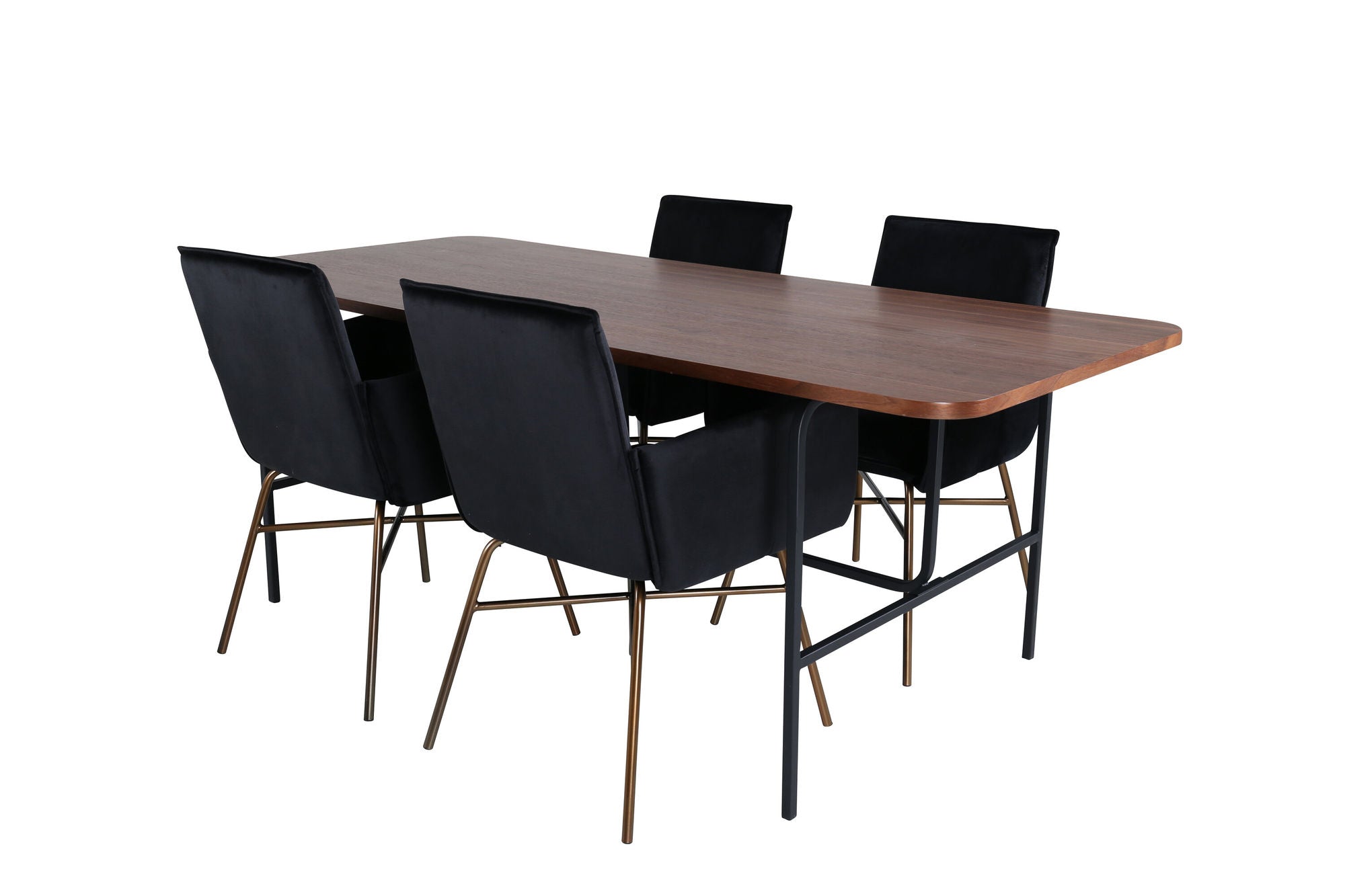 Venture Home Uno spisebord , Black Walnut Veneer+Petra stol , Distressed Copper Black Velvet_4