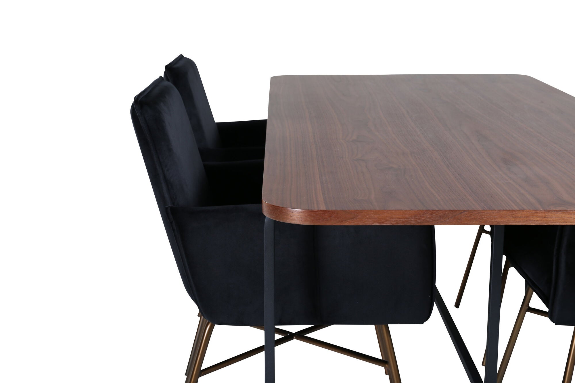 Venture Home Uno spisebord , Black Walnut Veneer+Petra stol , Distressed Copper Black Velvet_4
