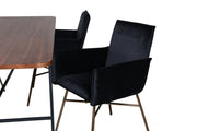 Venture Home Uno spisebord , Black Walnut Veneer+Petra stol , Distressed Copper Black Velvet_4