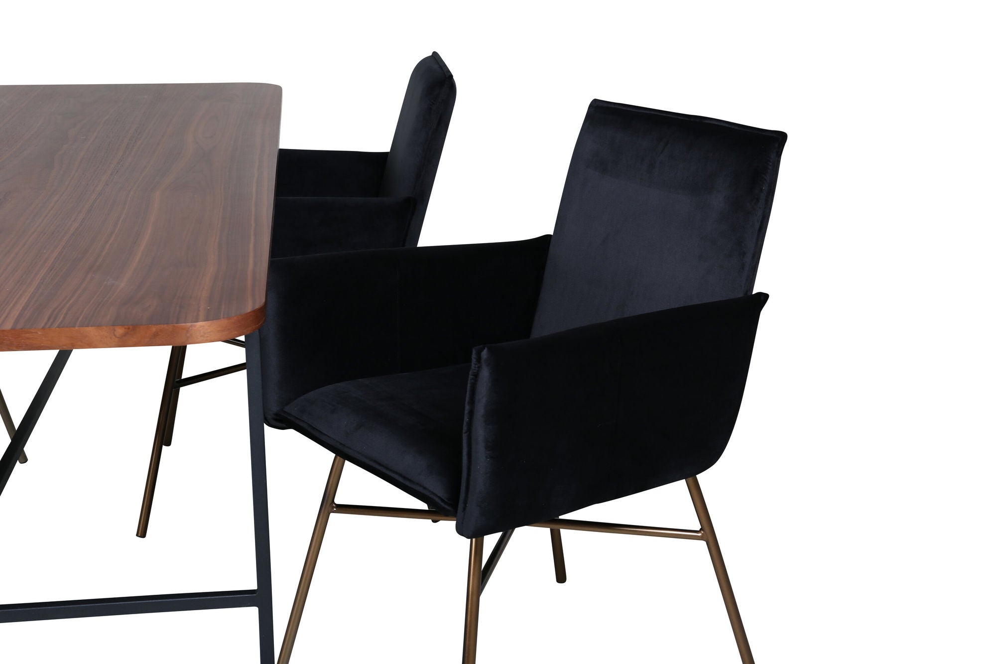 Venture Home Uno spisebord , Black Walnut Veneer+Petra stol , Distressed Copper Black Velvet_4