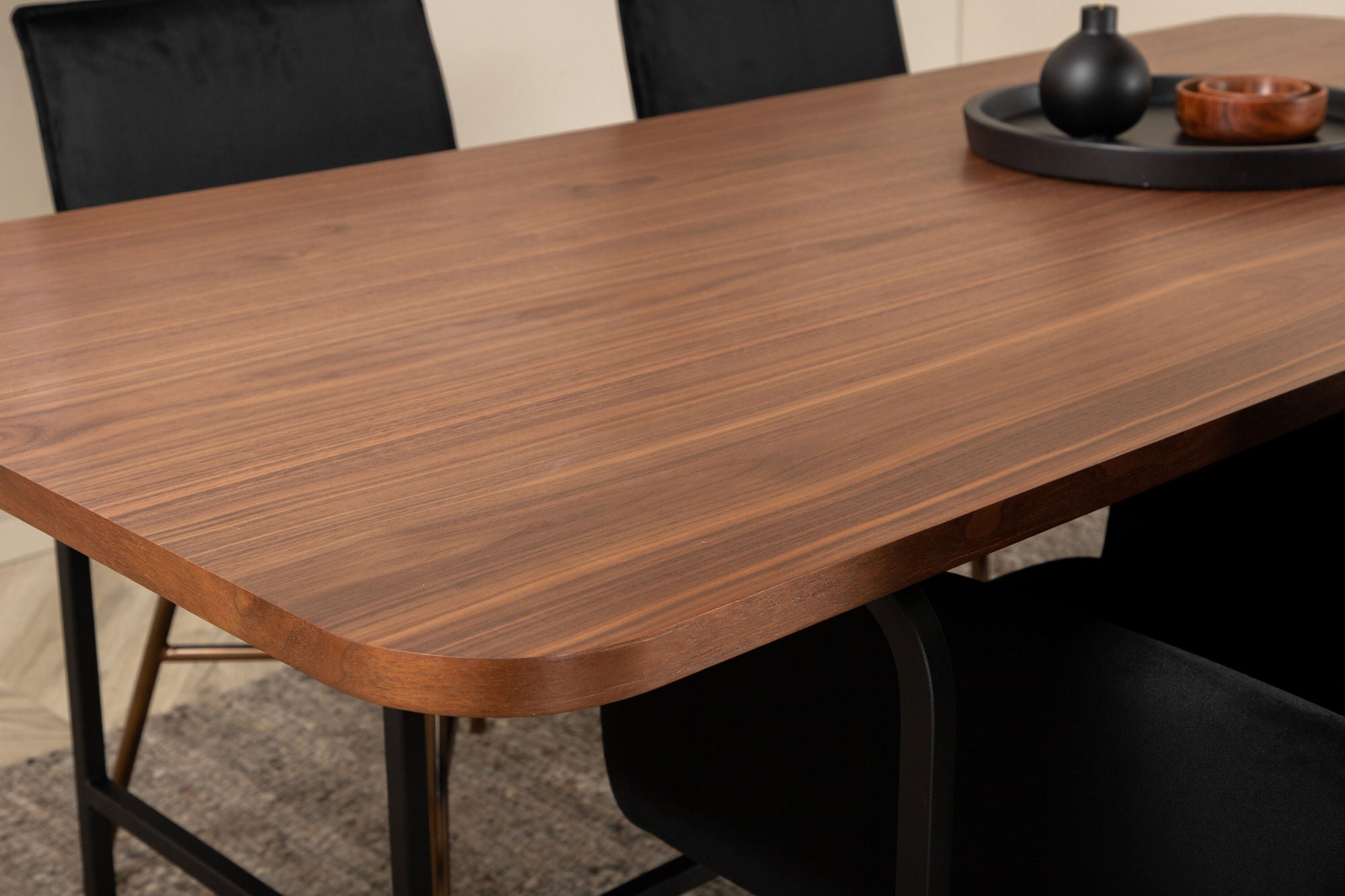 Venture Home Uno spisebord , Black Walnut Veneer+Petra stol , Distressed Copper Black Velvet_4