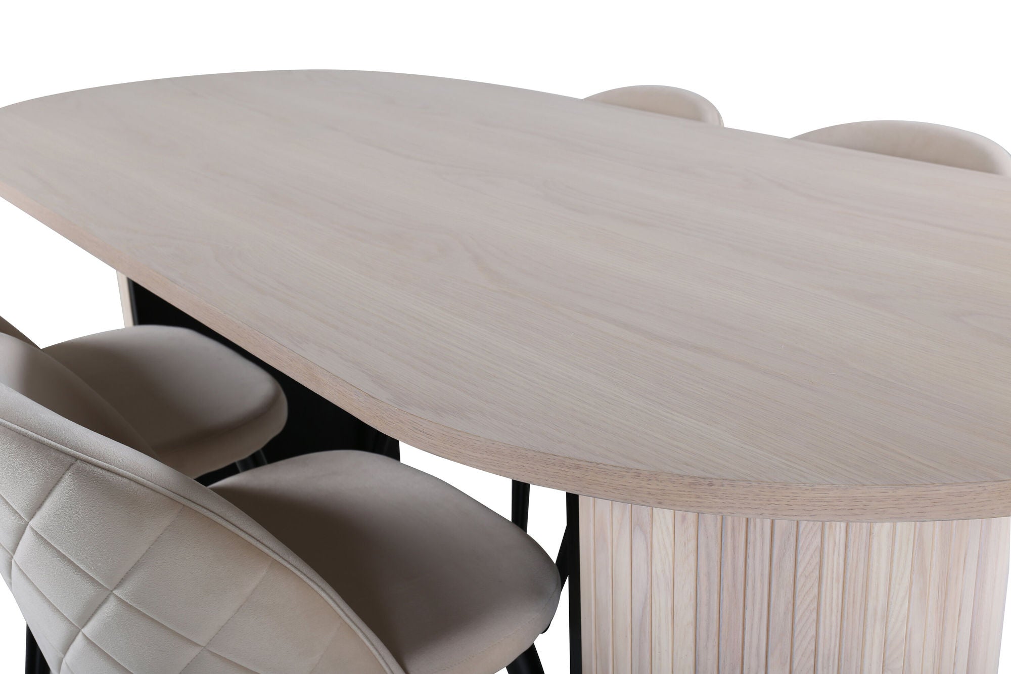 Venture Home Bianca Oval spisebord , White Wash Black Veneer+Velvet Stitches stol , Black Beige Velvet_4