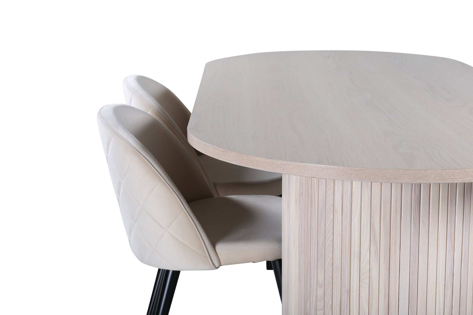 Venture Home Bianca Oval spisebord , White Wash Black Veneer+Velvet Stitches stol , Black Beige Velvet_4
