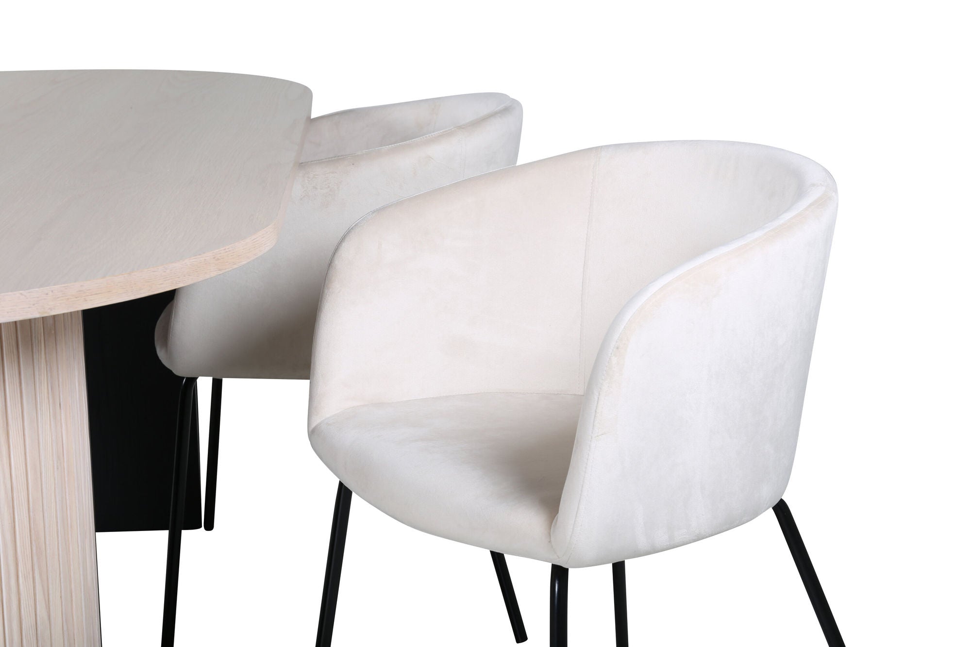 Venture Home Bianca Oval spisebord , White Wash Black Veneer+Berit stol , Black Beige Velvet_4