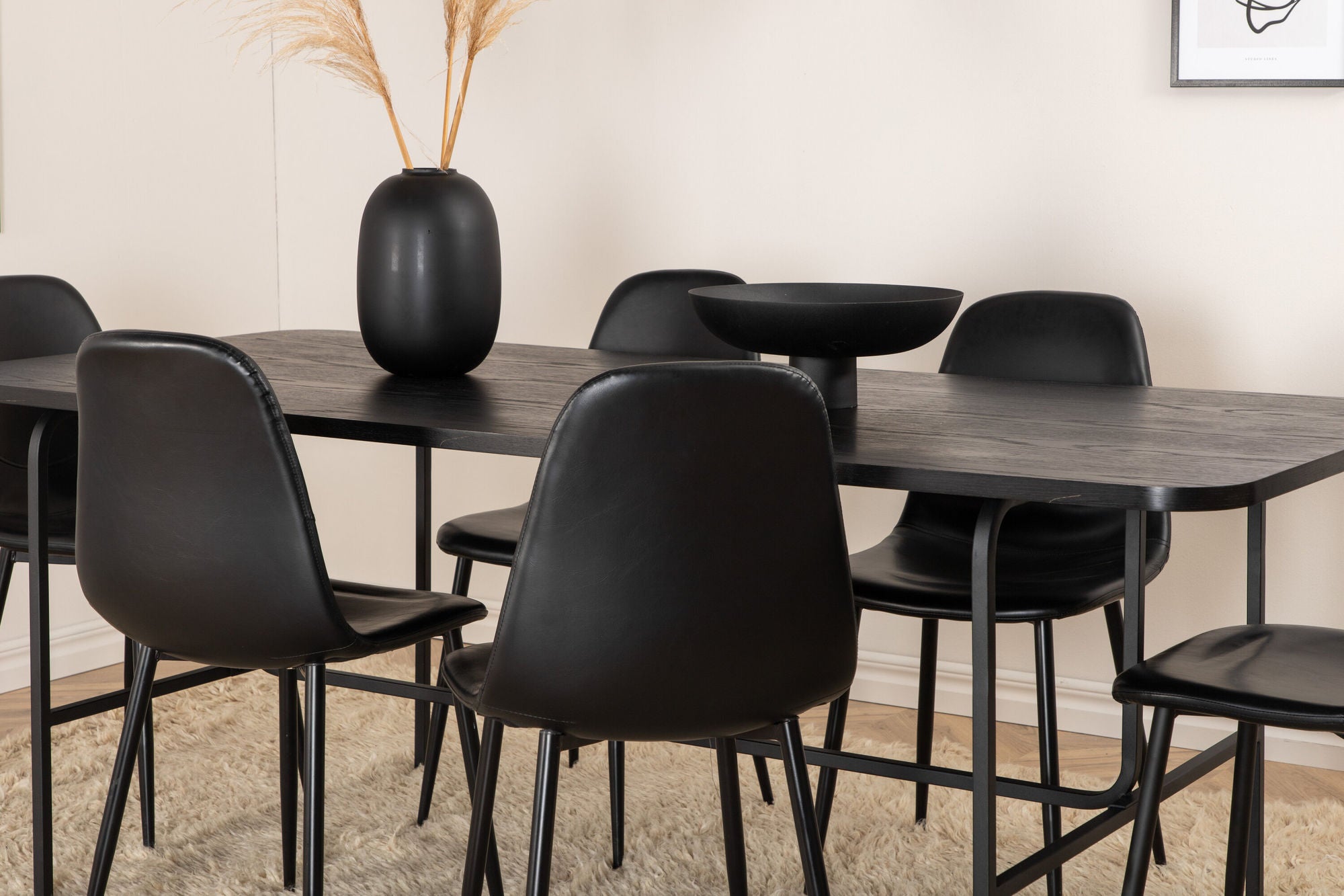 Venture Home Uno spisebord , Black Black Veneer+Polar Spisebordsstol , Black Black_6