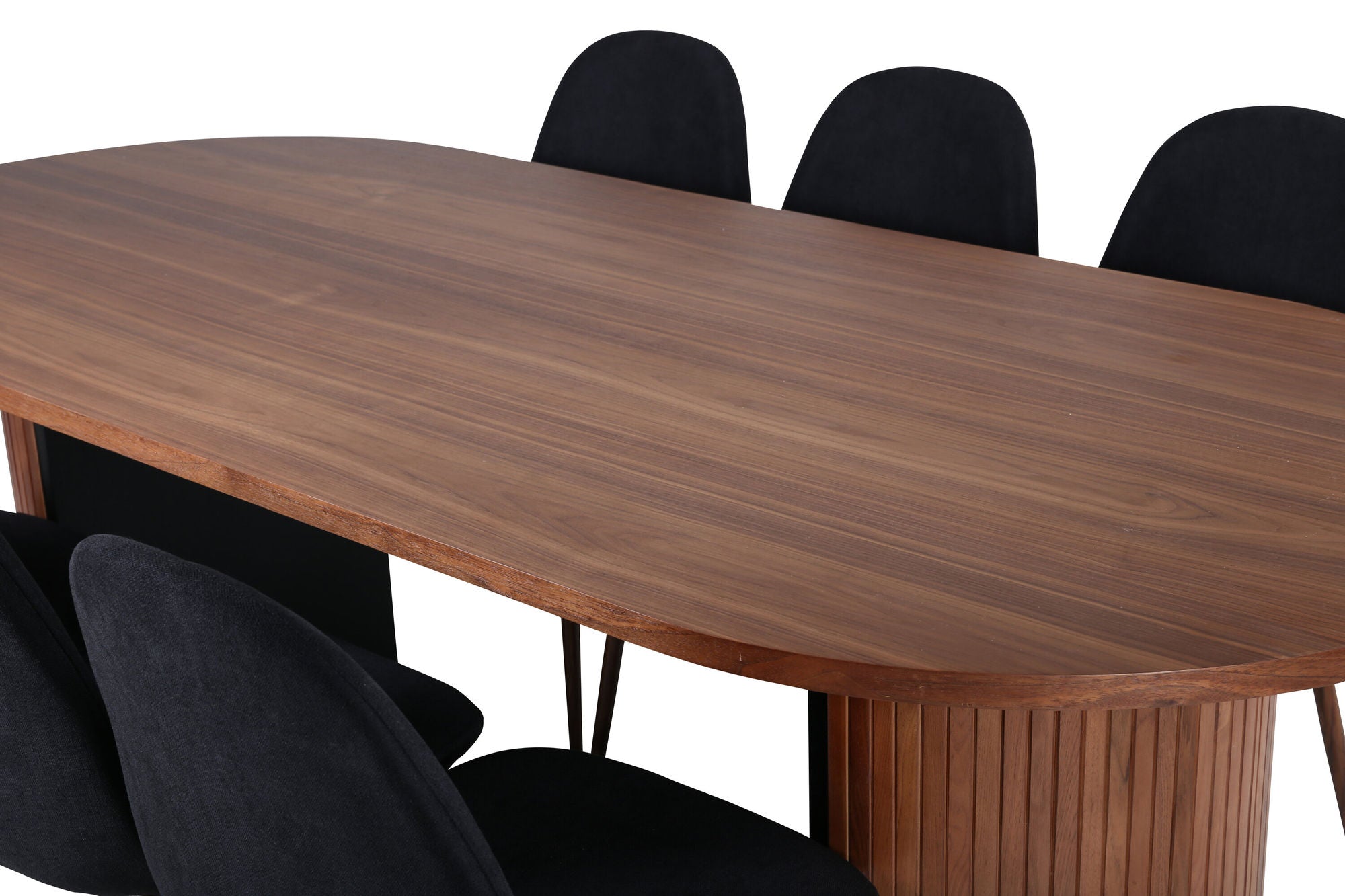 Venture Home Bianca Oval spisebord , Walnut Black Veneer+Polar Spisebordsstol , Walnut Legs , Black Fabric_6