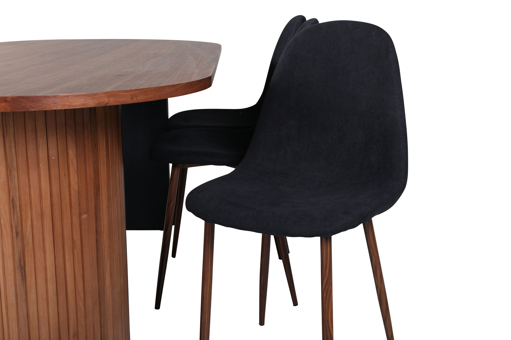 Venture Home Bianca Oval spisebord , Walnut Black Veneer+Polar Spisebordsstol , Walnut Legs , Black Fabric_6