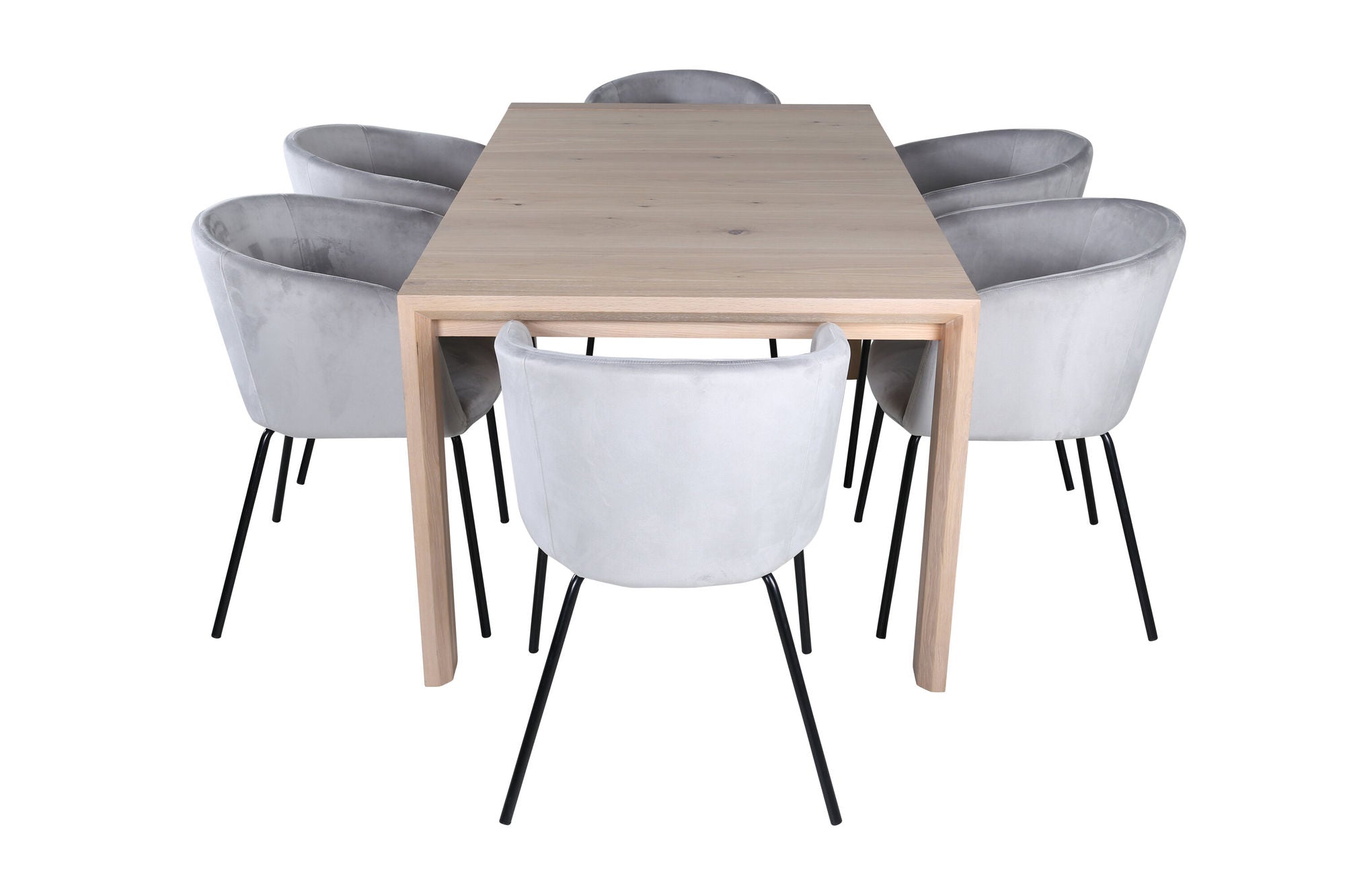 Venture Home Slider Extention bord - White Wash - 170+40+40cm +Berit stol - Black / Light Grey Velvet_6