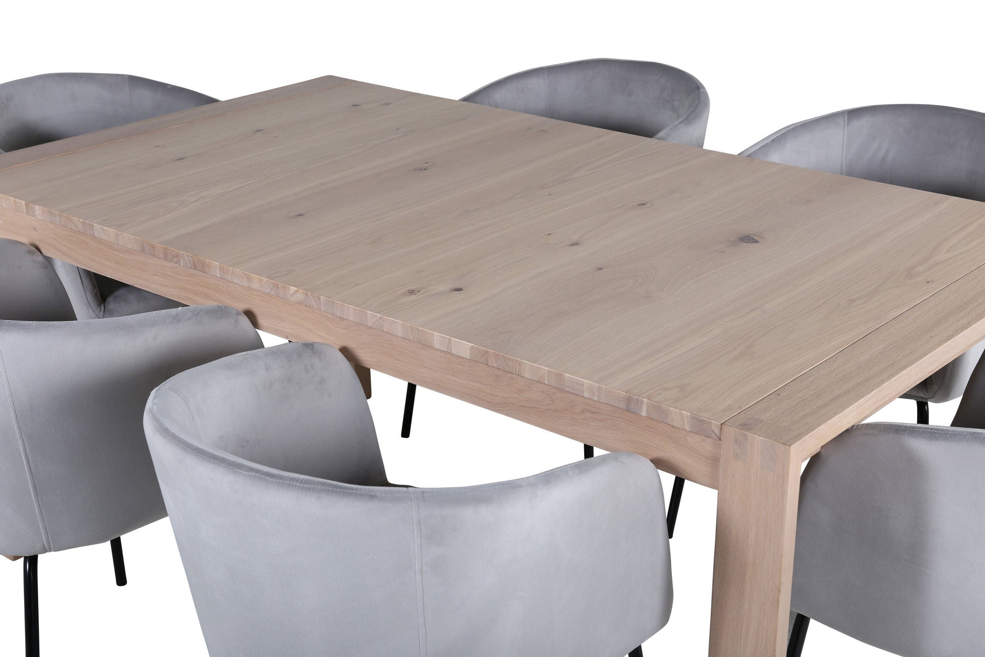 Venture Home Slider Extention bord - White Wash - 170+40+40cm +Berit stol - Black / Light Grey Velvet_6