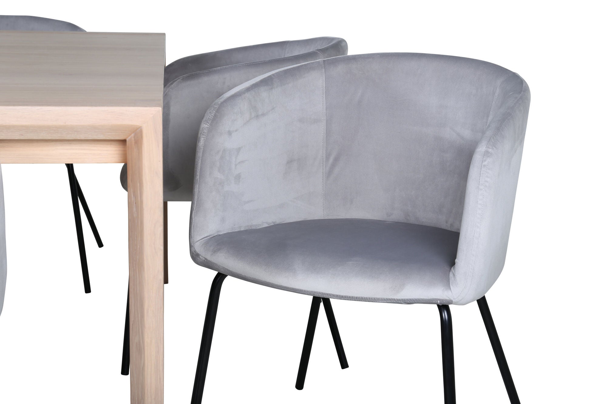 Venture Home Slider Extention bord - White Wash - 170+40+40cm +Berit stol - Black / Light Grey Velvet_6