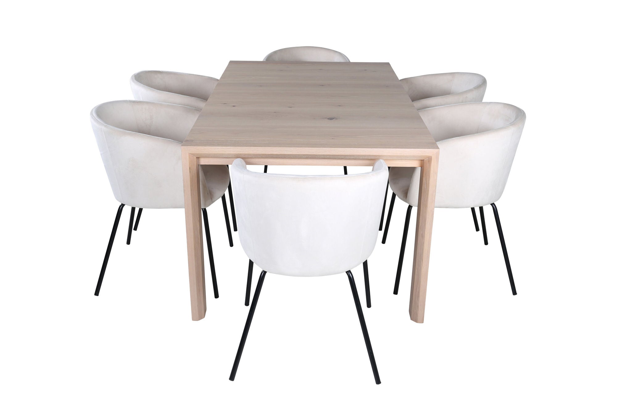 Venture Home Slider Extention bord - White Wash - 170+40+40cm +Berit stol - Black / Beige Velvet_6