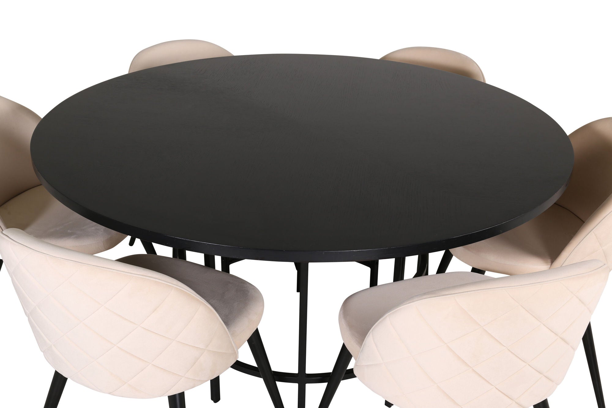 Venture Home Copenhagen - spisebord round - Black / Black+Velvet Stitches stol - Black / Beige Velvet_6