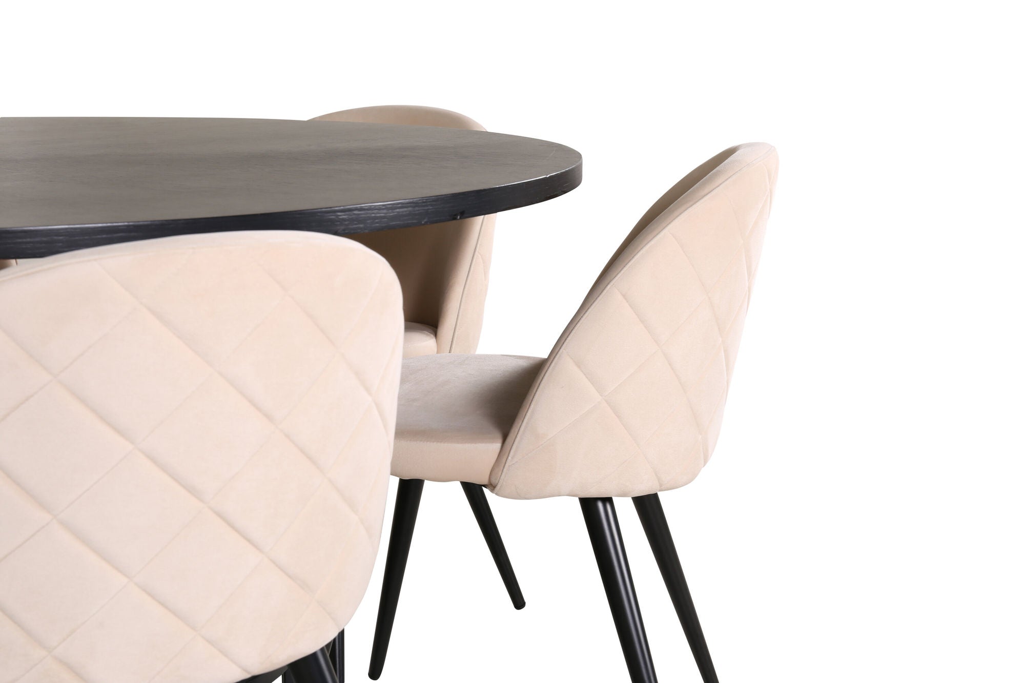 Venture Home Copenhagen - spisebord round - Black / Black+Velvet Stitches stol - Black / Beige Velvet_6