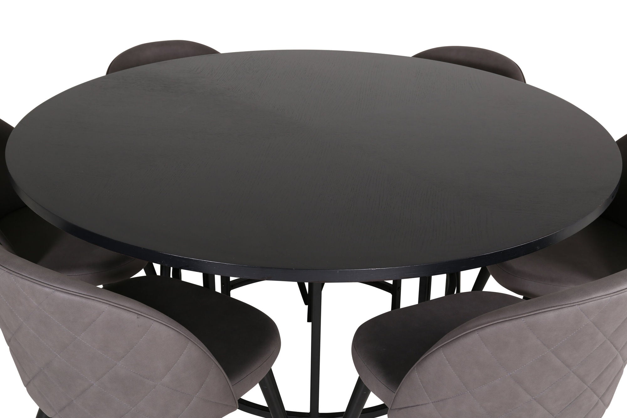 Venture Home Copenhagen - spisebord round - Black / Black+Velvet Stitches stol - Black / Grey Micro Fibre_6