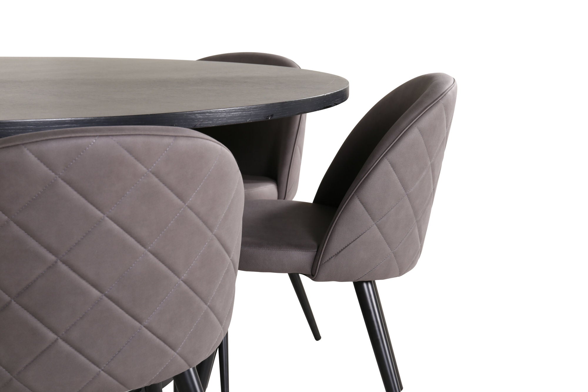 Venture Home Copenhagen - spisebord round - Black / Black+Velvet Stitches stol - Black / Grey Micro Fibre_6