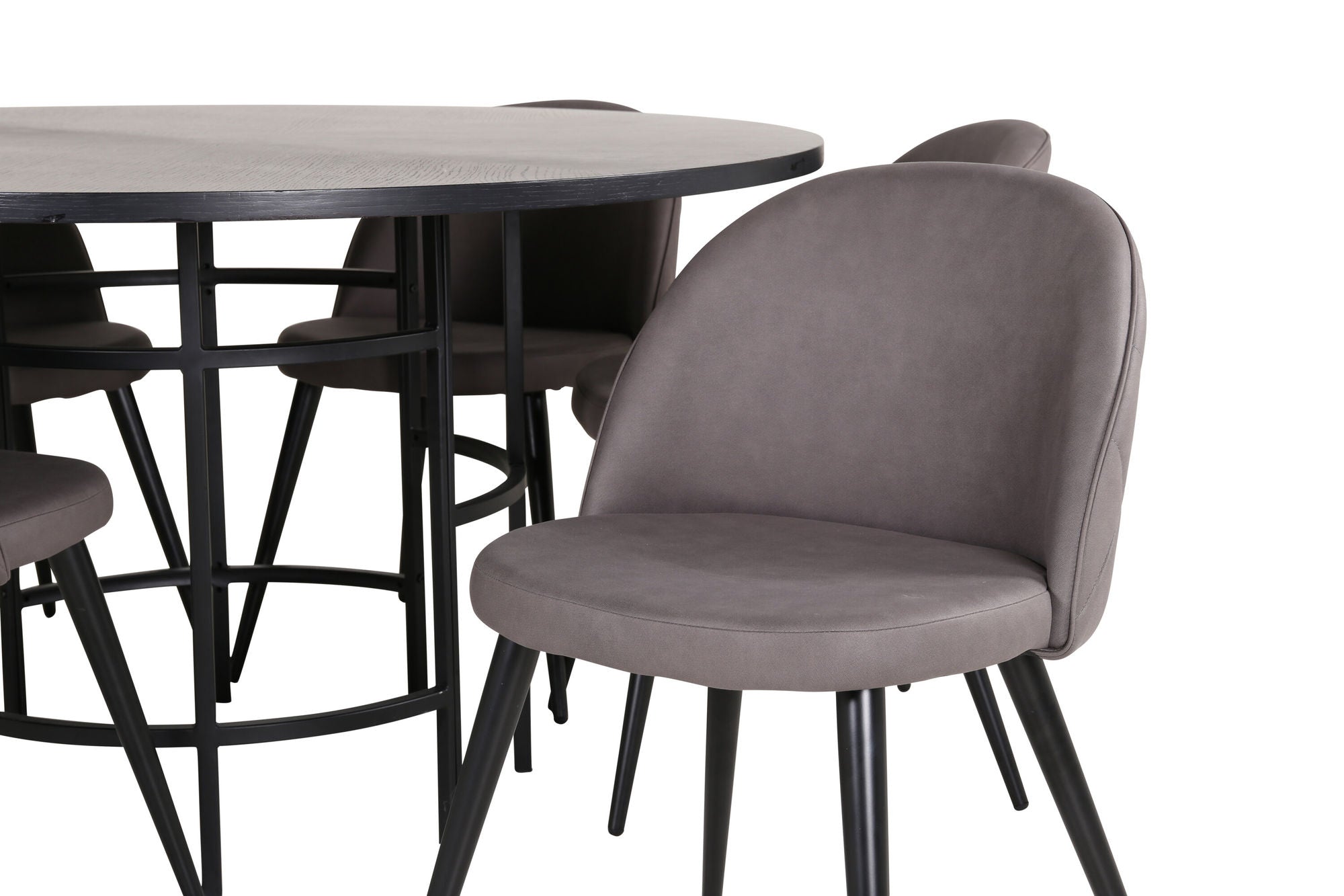 Venture Home Copenhagen - spisebord round - Black / Black+Velvet Stitches stol - Black / Grey Micro Fibre_6