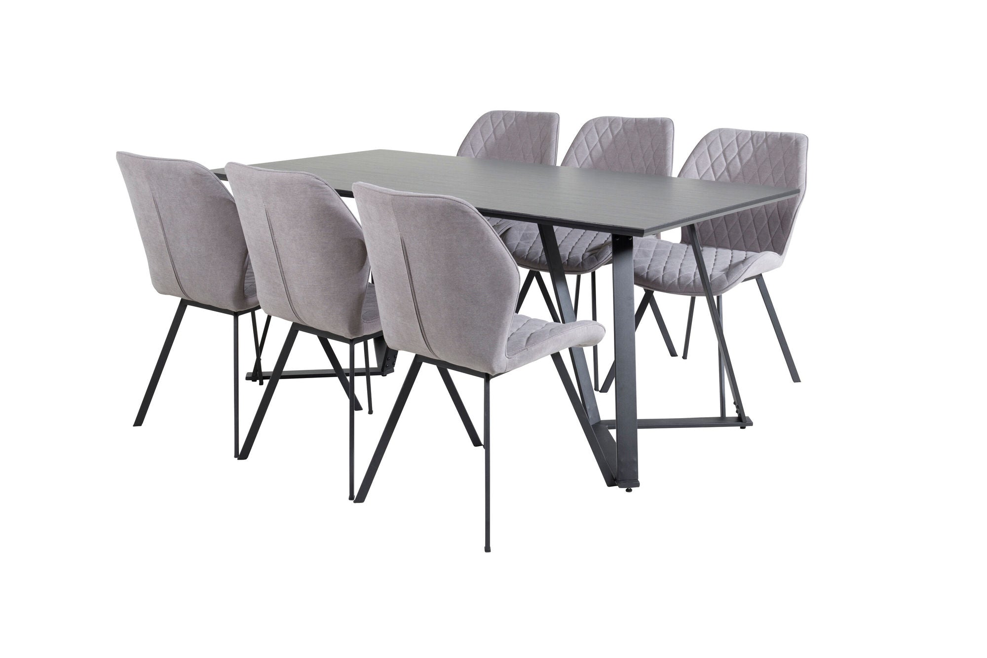 Venture Home Marina spisebord - Black top / Black Legs +Gemma Spisebordsstol - Black Legs - Grey Fabric_6