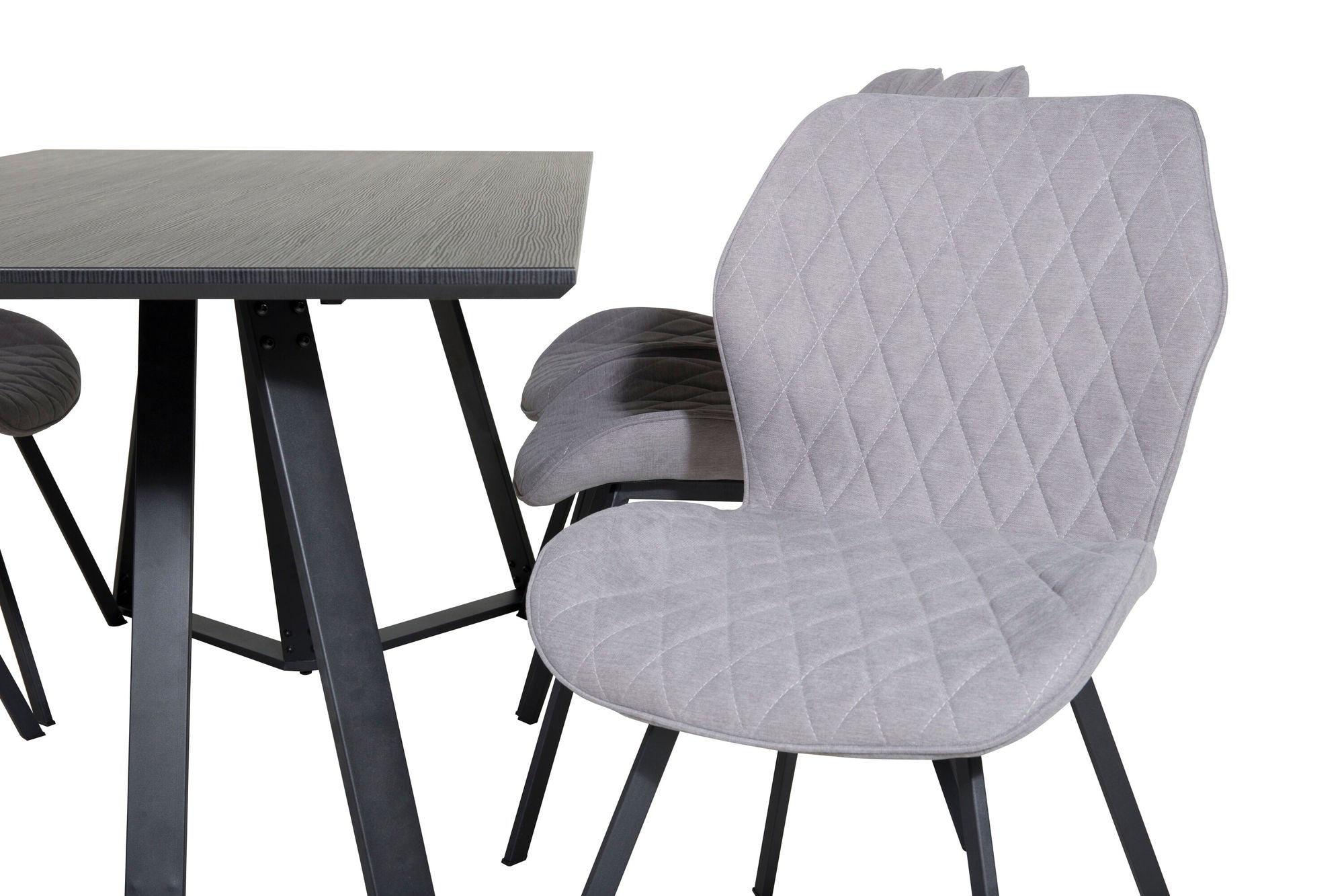 Venture Home Marina spisebord - Black top / Black Legs +Gemma Spisebordsstol - Black Legs - Grey Fabric_6