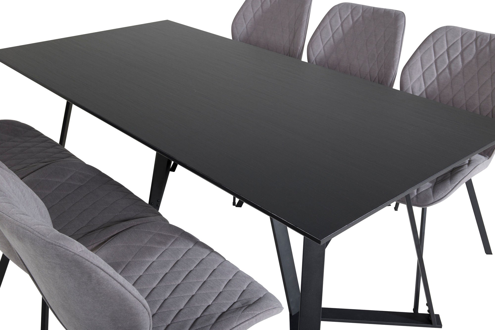 Venture Home Marina spisebord - Black top / Black Legs +Gemma Spisebordsstol - Black Legs - Grey Fabric_6