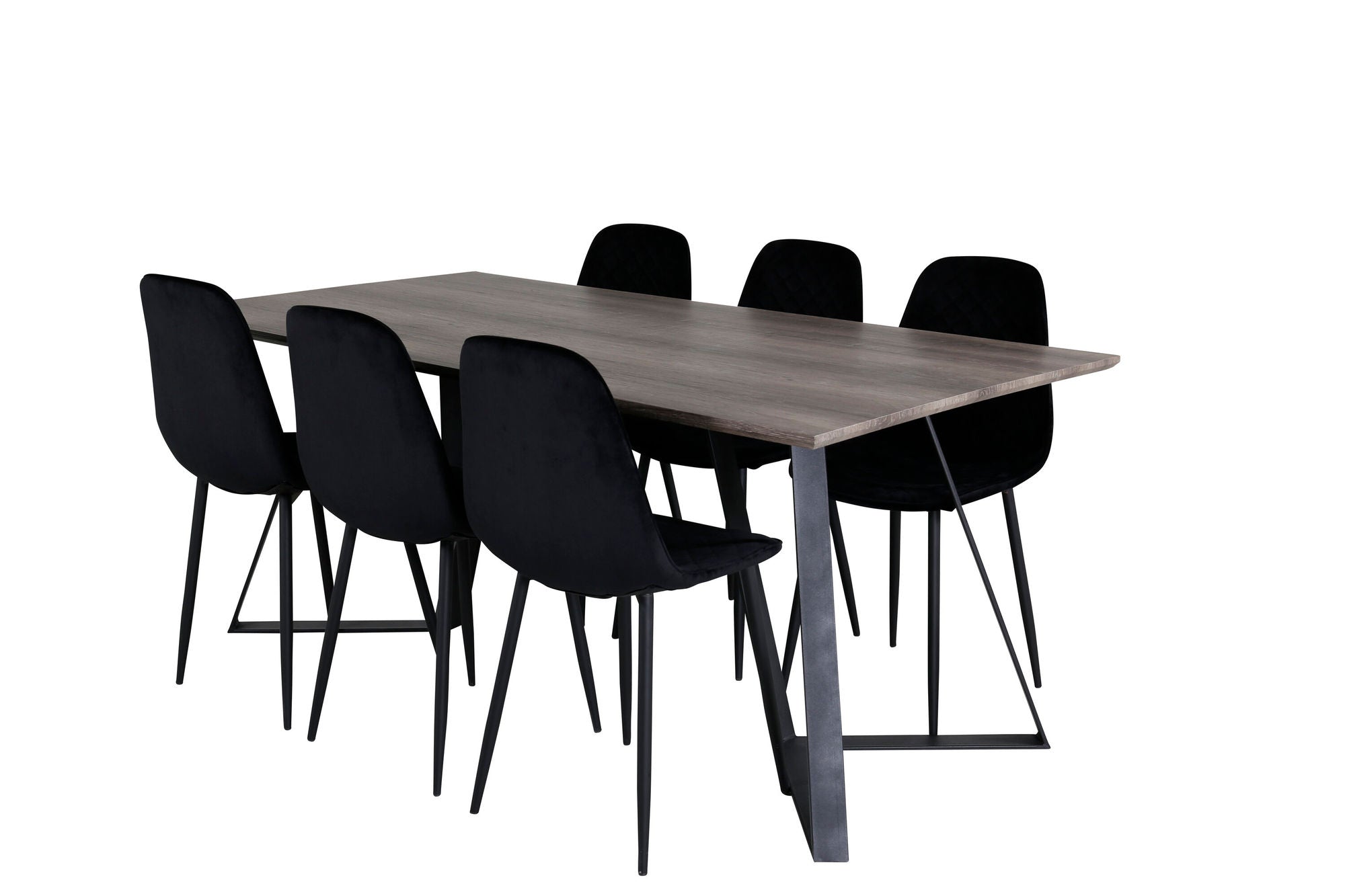 Venture Home Marina spisebord - 180*90*H75 - Grey / Black+Polar Diamond Spisebordsstol - Black Legs - Black Velvet_6