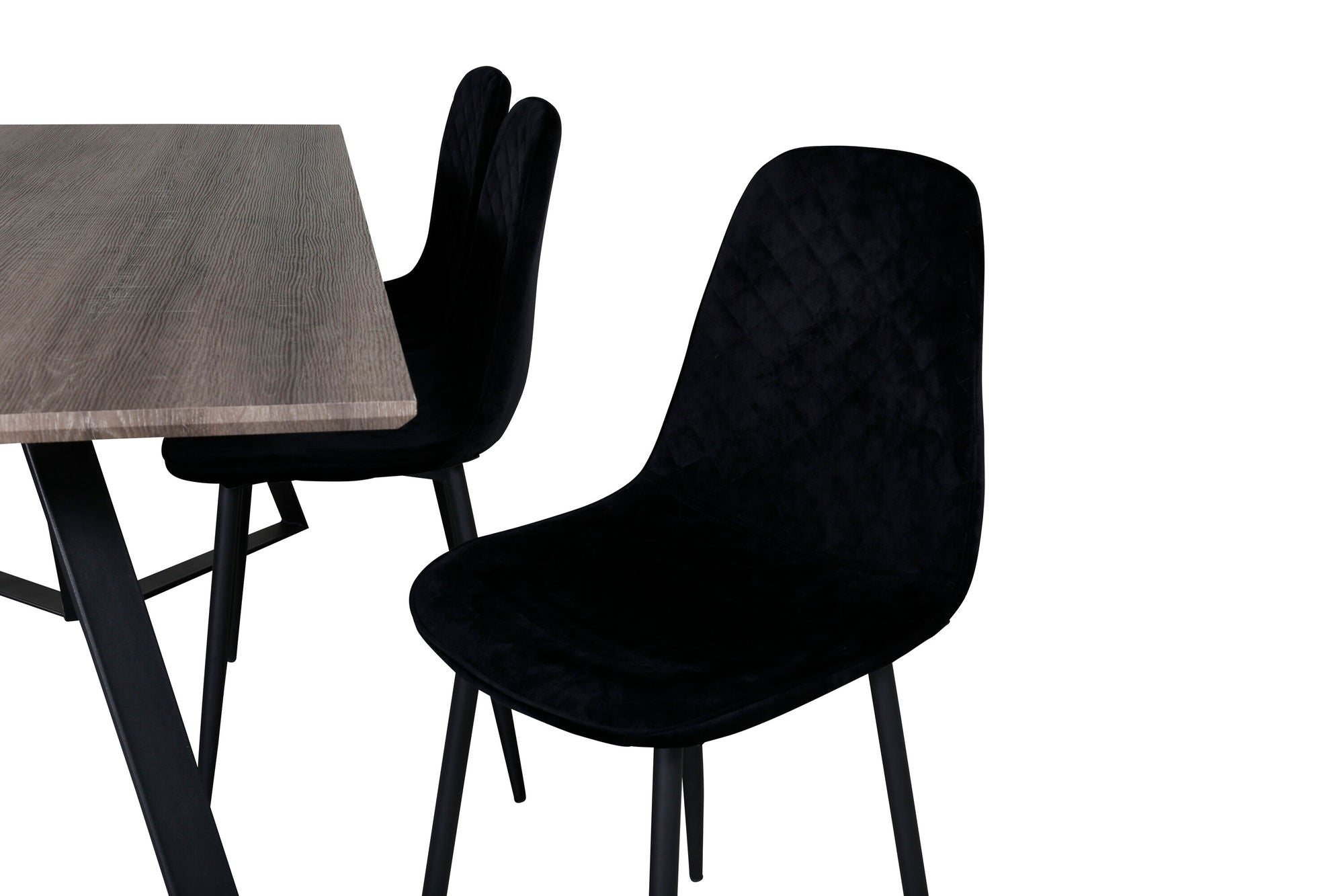 Venture Home Marina spisebord - 180*90*H75 - Grey / Black+Polar Diamond Spisebordsstol - Black Legs - Black Velvet_6