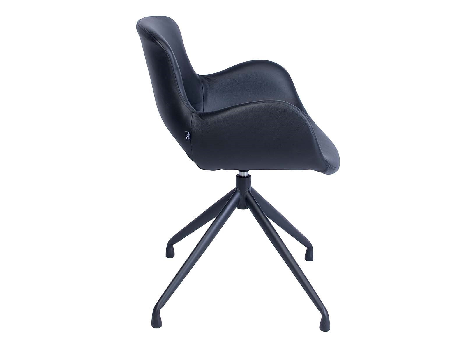 Spisebordsstol Sort Læder (Model: Luna) (2 stk.)