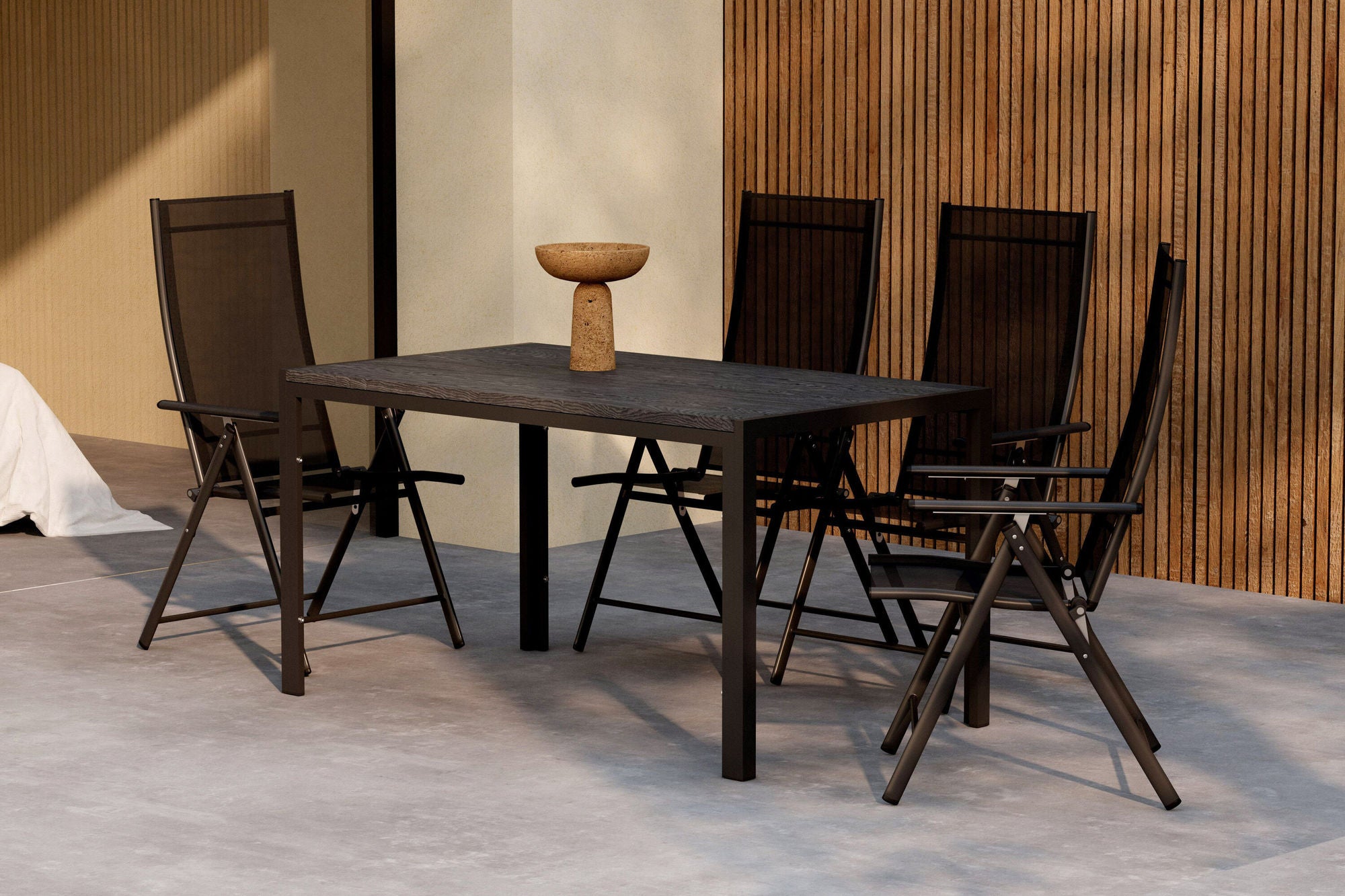 Venture Home Mirko spisebord - Black + Levanzo Diningchair - Black x 4