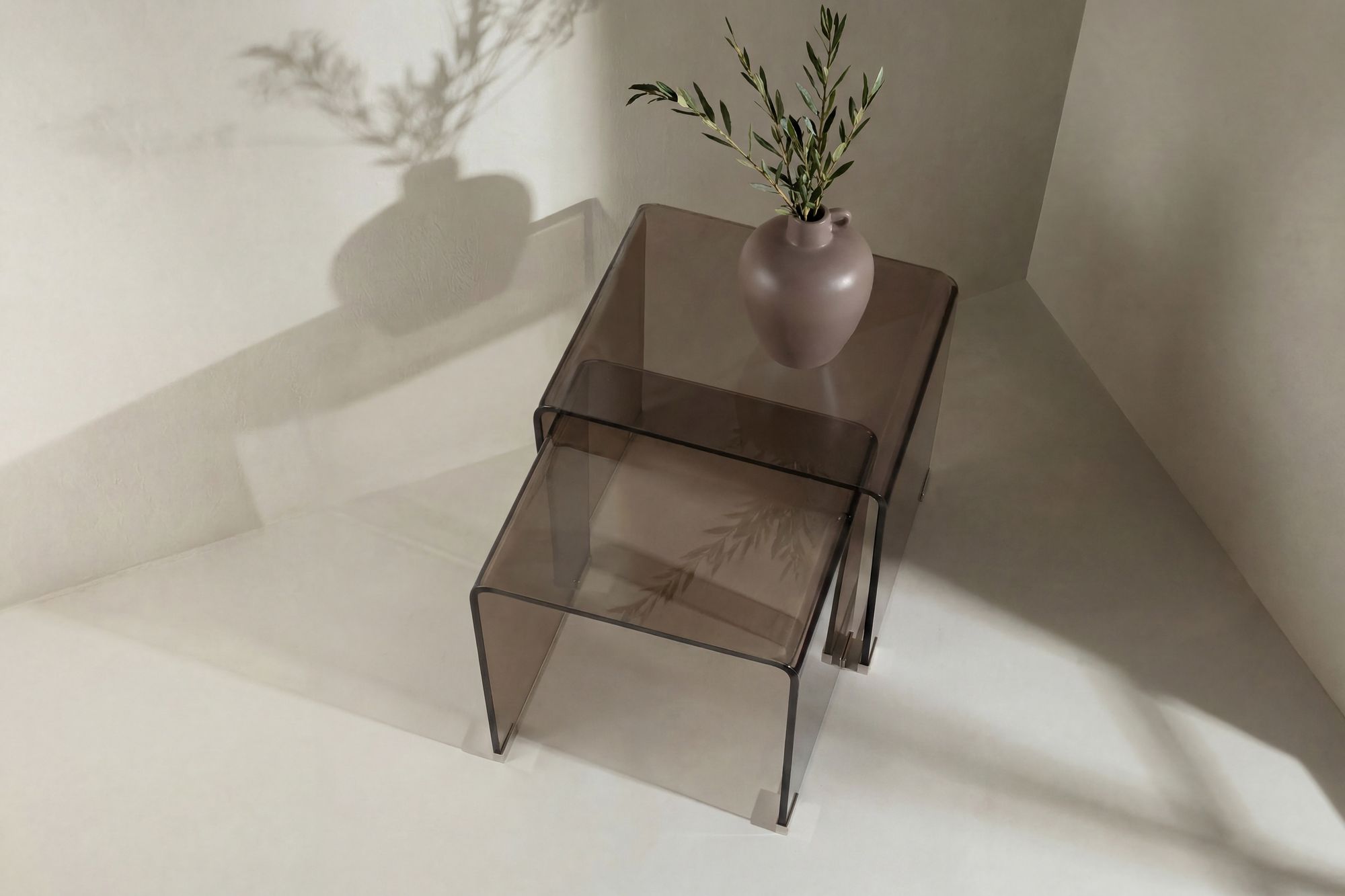 Venture Home Telemark Side bord 42x42x42 cm, 36x36x39 cm - Brown Glass