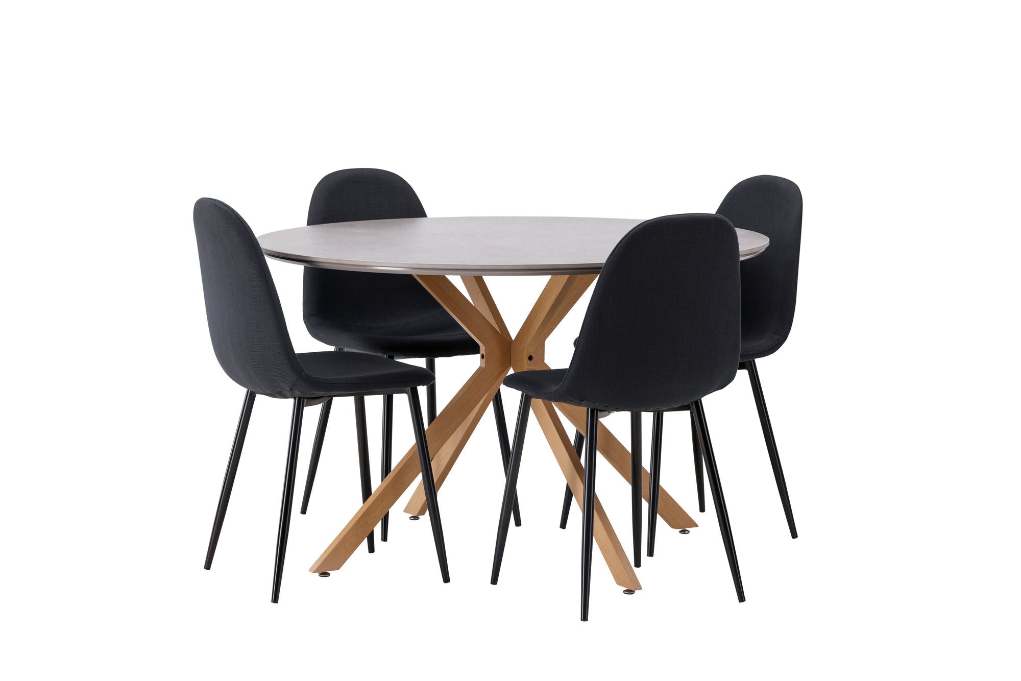 Venture Home Piazza spisebord - Natural / Dark Grey Spraystone +Polar Spisebordsstol - Black Legs - Black Fabric _4