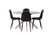 Venture Home Piazza spisebord - Natural / Dark Grey Spraystone +Polar Spisebordsstol - Black Legs - Black Fabric _4