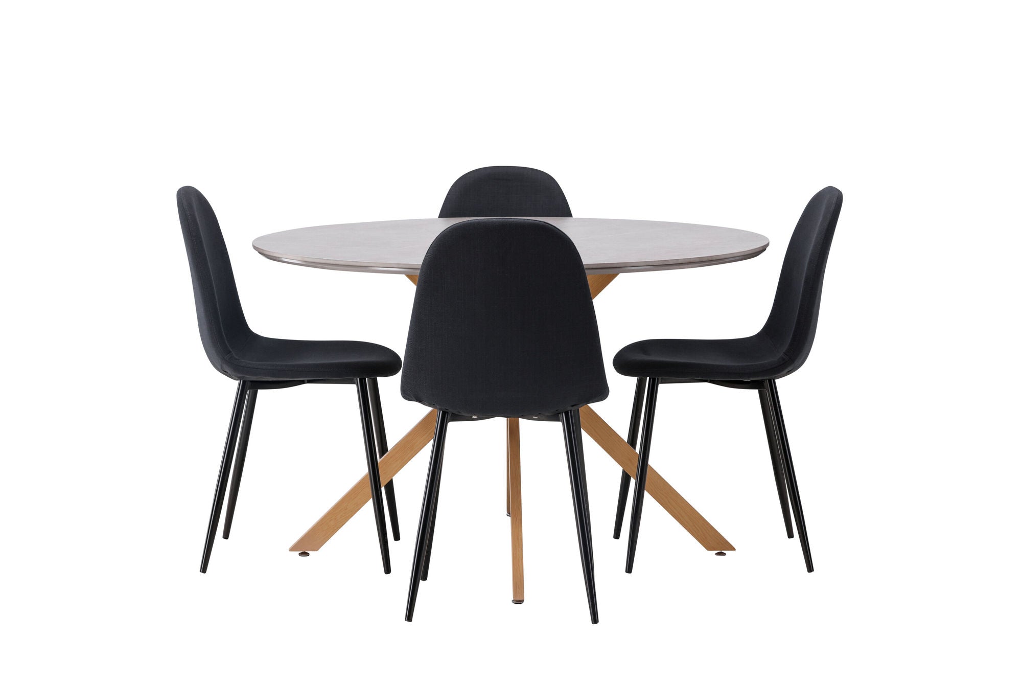 Venture Home Piazza spisebord - Natural / Dark Grey Spraystone +Polar Spisebordsstol - Black Legs - Black Fabric _4