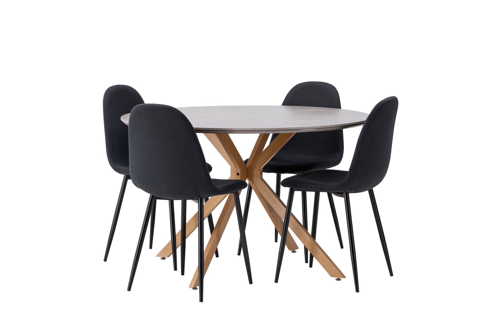 Venture Home Piazza spisebord - Natural / Dark Grey Spraystone +Polar Spisebordsstol - Black Legs - Black Fabric _4