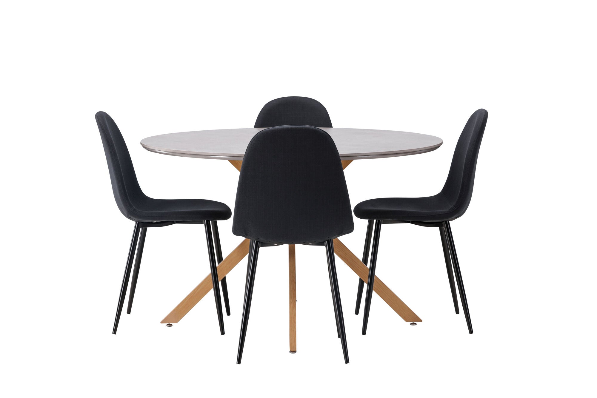 Venture Home Piazza spisebord - Natural / Dark Grey Spraystone +Polar Spisebordsstol - Black Legs - Black Fabric _4