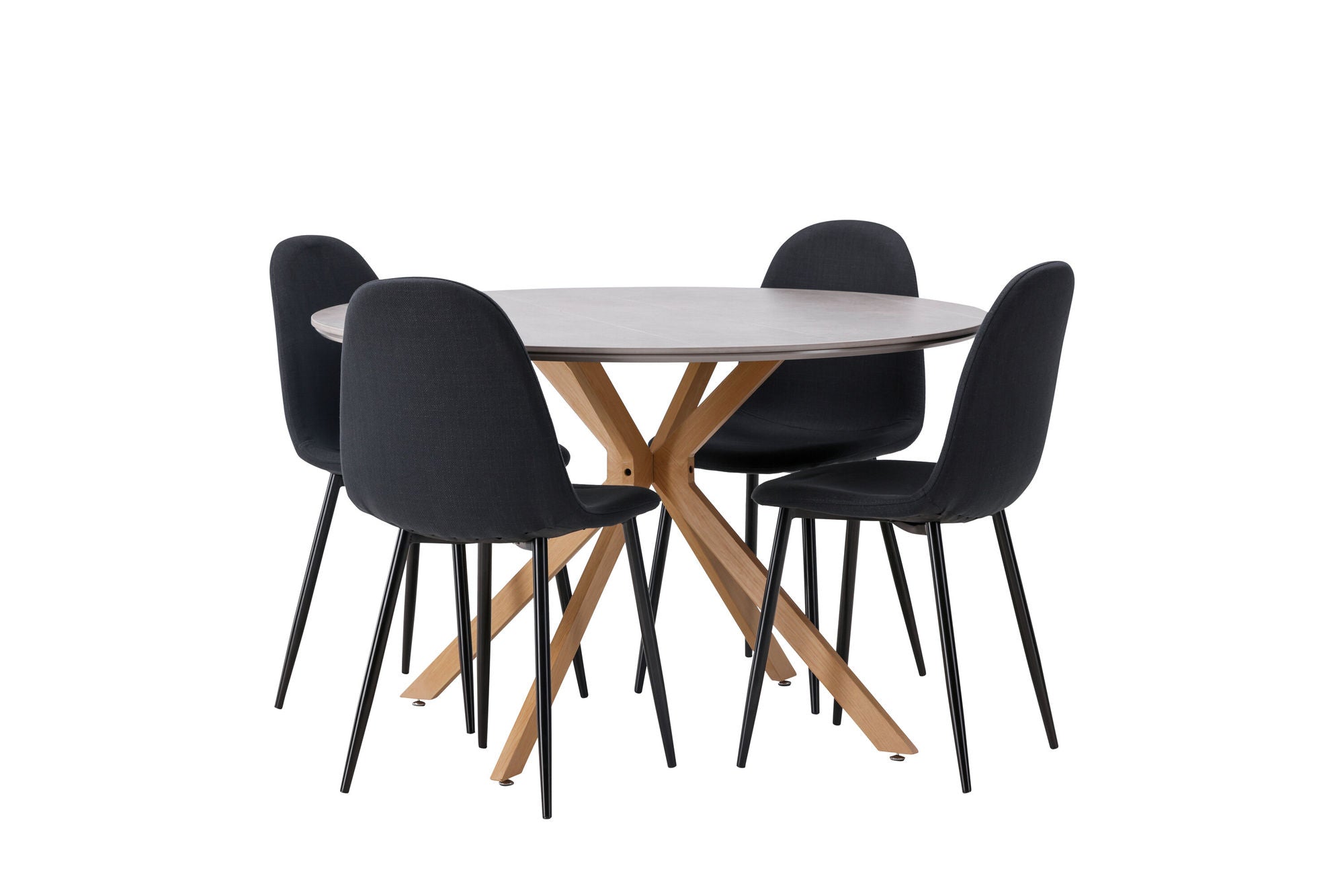 Venture Home Piazza spisebord - Natural / Dark Grey Spraystone +Polar Spisebordsstol - Black Legs - Black Fabric _4
