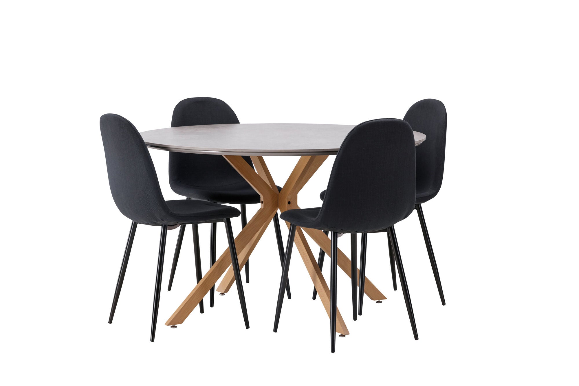 Venture Home Piazza spisebord - Natural / Dark Grey Spraystone +Polar Spisebordsstol - Black Legs - Black Fabric _4