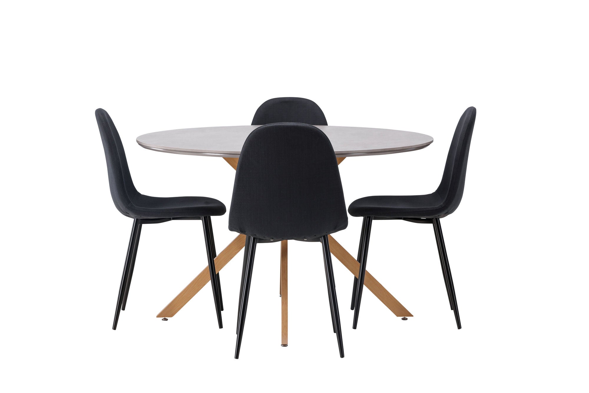 Venture Home Piazza spisebord - Natural / Dark Grey Spraystone +Polar Spisebordsstol - Black Legs - Black Fabric _4