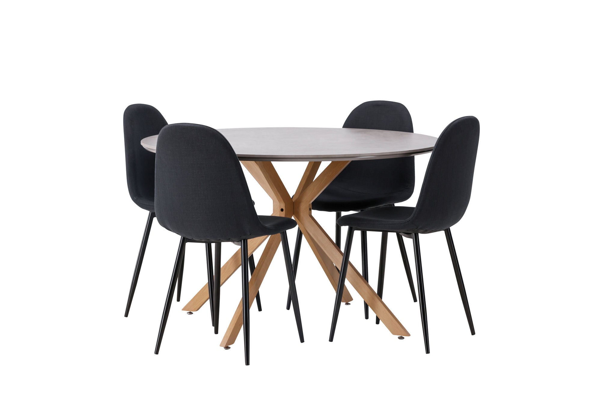 Venture Home Piazza spisebord - Natural / Dark Grey Spraystone +Polar Spisebordsstol - Black Legs - Black Fabric _4
