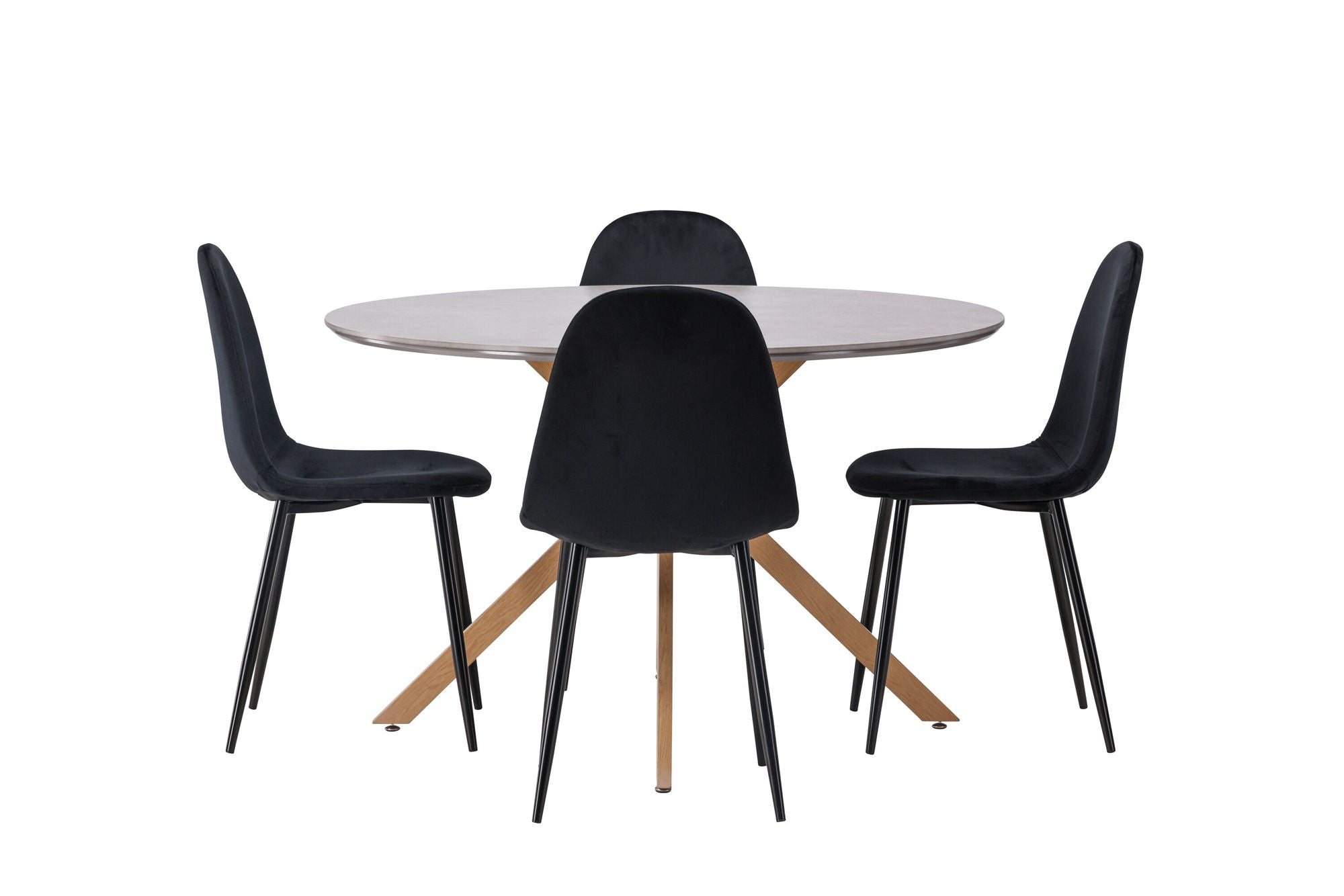 Venture Home Piazza spisebord - Natural / Dark Grey Spraystone +Polar Spisebordsstol - Black legs / Black Velvet _4