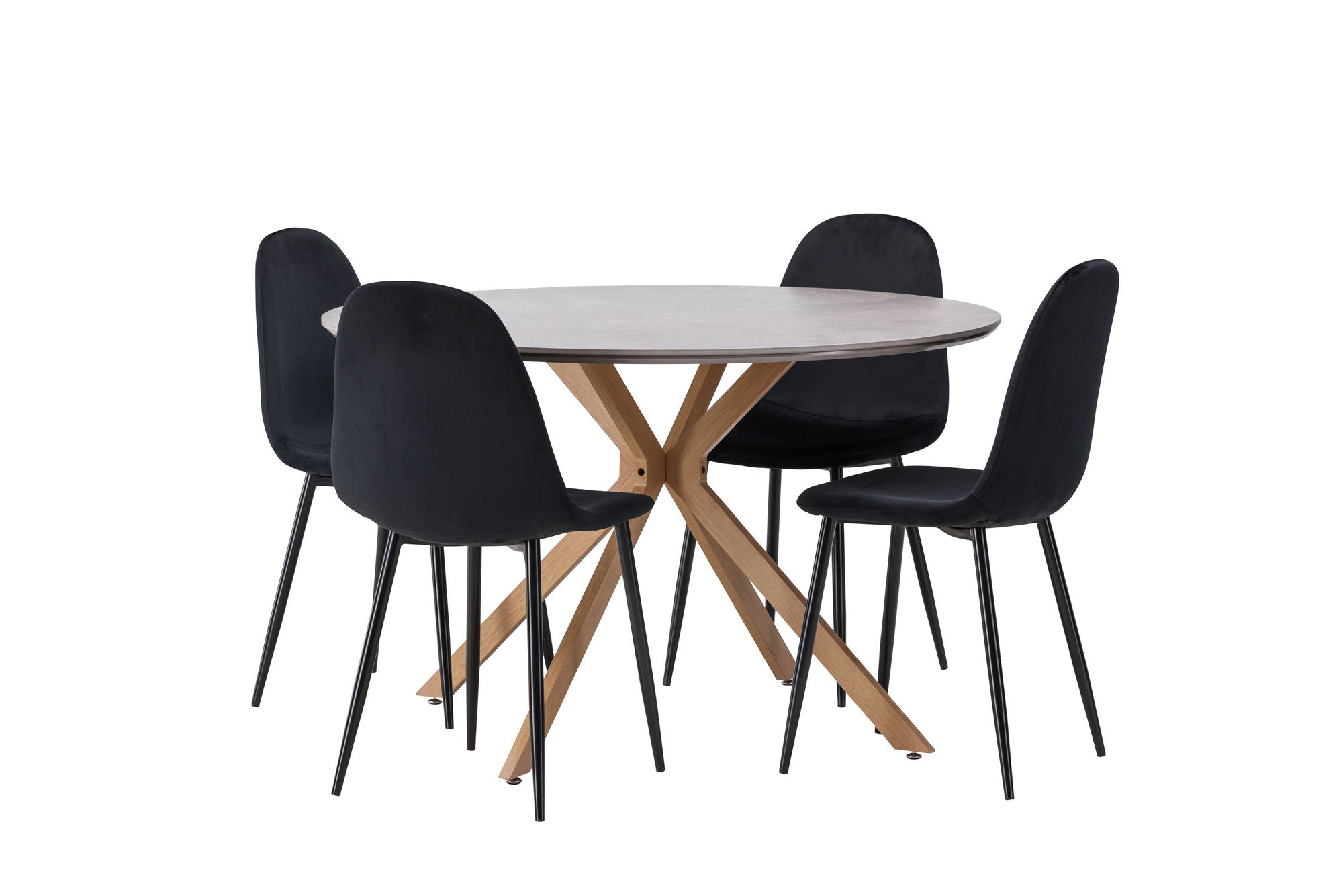 Venture Home Piazza spisebord - Natural / Dark Grey Spraystone +Polar Spisebordsstol - Black legs / Black Velvet _4