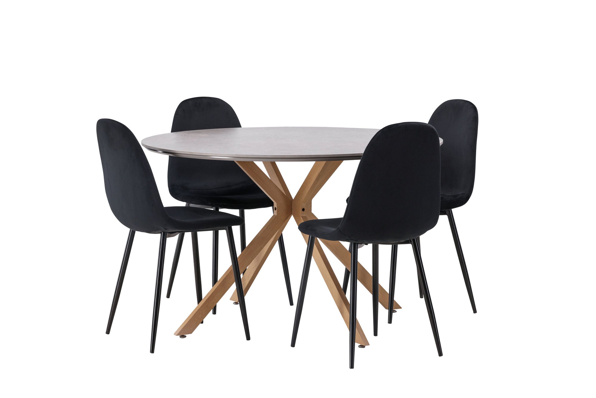 Venture Home Piazza spisebord - Natural / Dark Grey Spraystone +Polar Spisebordsstol - Black legs / Black Velvet _4
