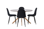 Venture Home Piazza spisebord - Natural / Dark Grey Spraystone +Polar Spisebordsstol - Black legs / Black Velvet _4