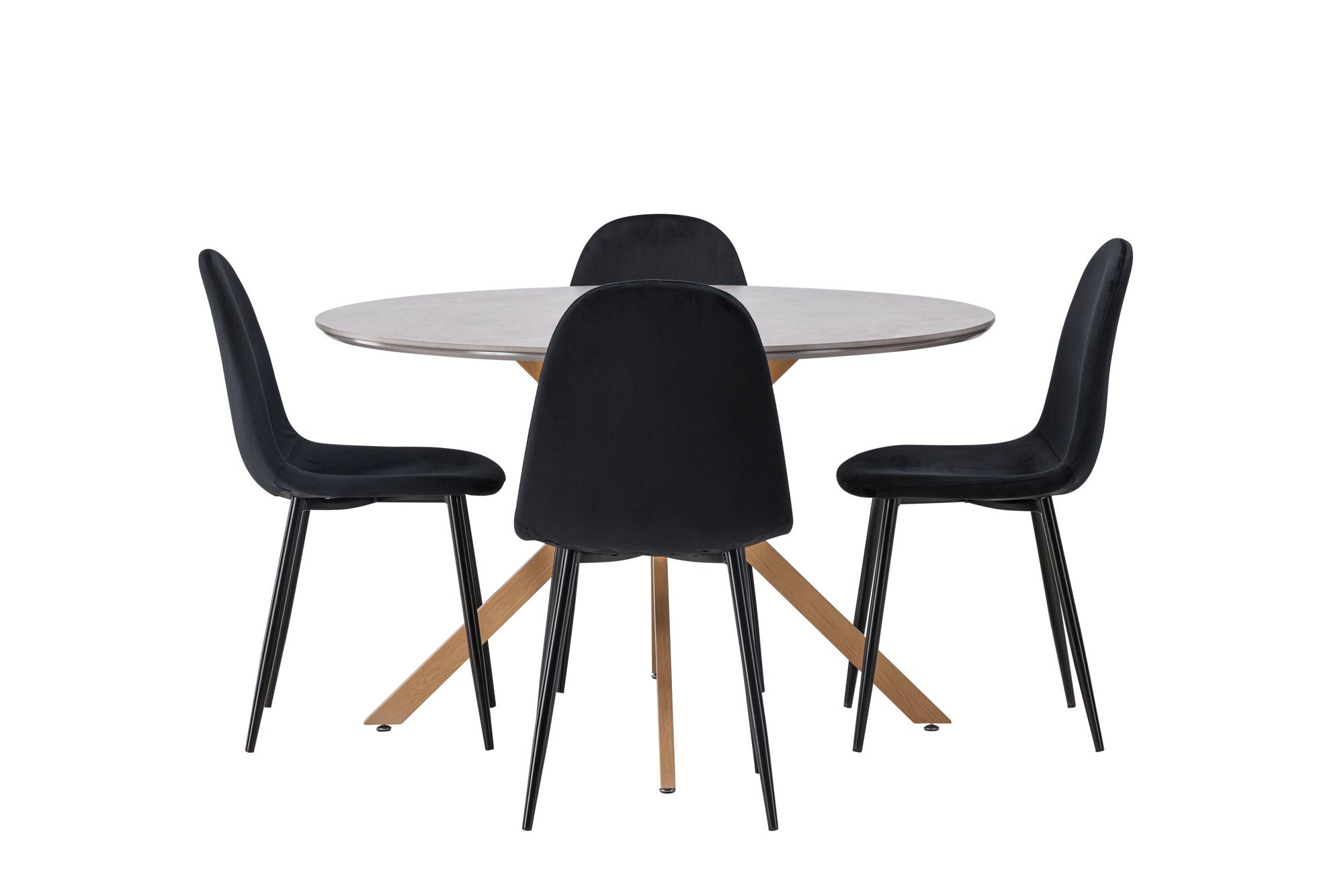 Venture Home Piazza spisebord - Natural / Dark Grey Spraystone +Polar Spisebordsstol - Black legs / Black Velvet _4